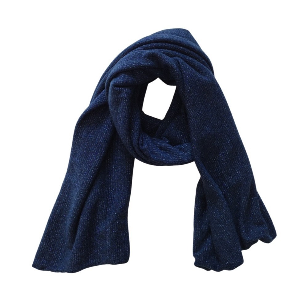 Unbranded Scarf Unisex‎ Blue Metallic Knit Minimalist Simple Warm 63X12